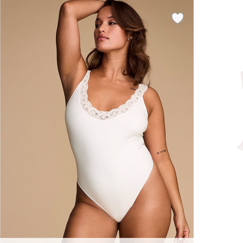white lace trim bodysuit
